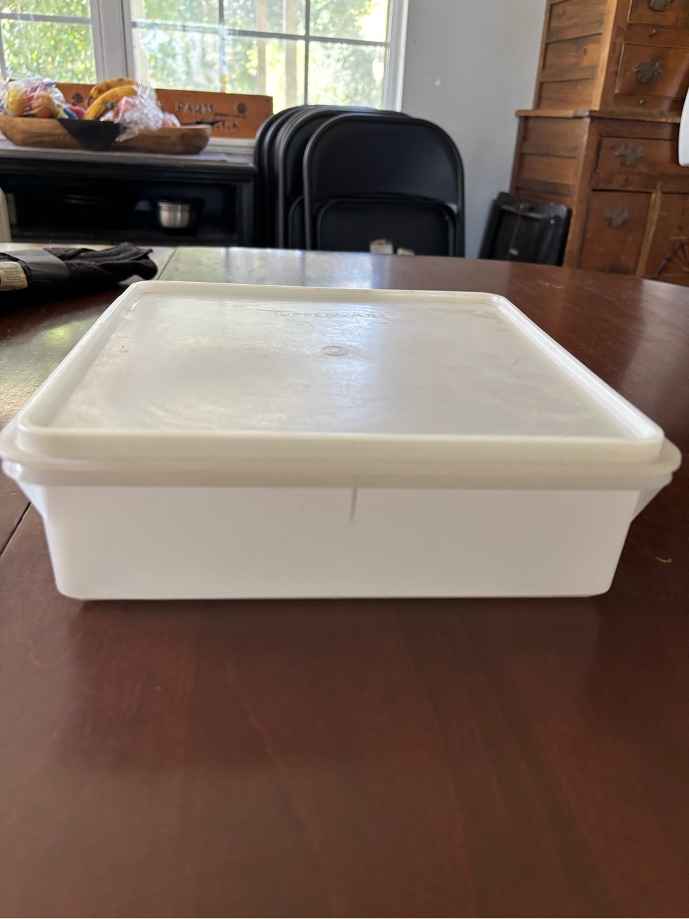 Vintage 70's Tupperware White Plastic Food Storage Container with Lid -